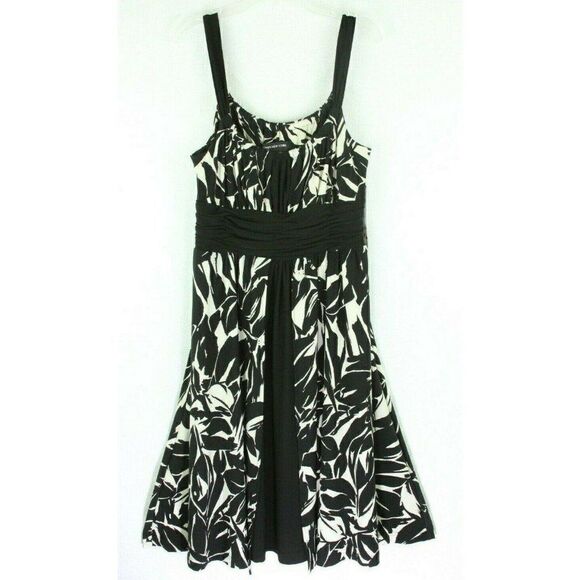 Jones NY Dress Size 10 Floral Print NEW Black Whit - Picture 1 of 10